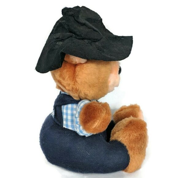 Fairview Teddy Bear Plush Overalls Hat 7.25 Inch - Picture 4 of 6